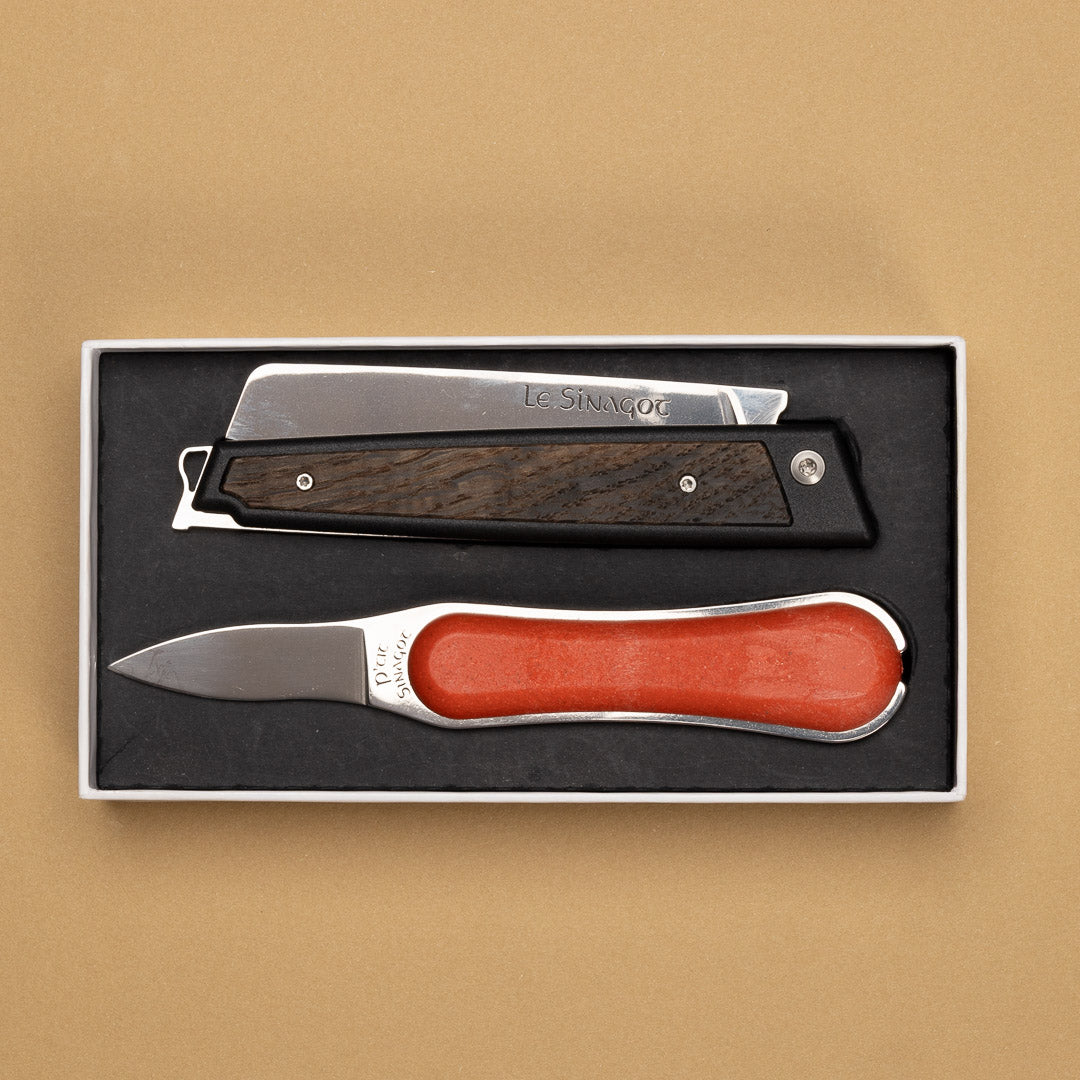 Le Coffret Duo - Le Sinagot bois Signature et P'tit Sinagot voiles rouges